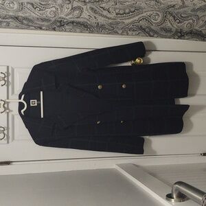 Anne Klein Navy and Green Blazer style cardigan sweater size L